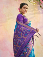 Thumbnail for Anaita Blue Soft Silk Printed Saree With Blouse - Dista