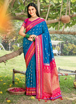 Thumbnail for Anaita Blue Silk Saree With Blouse Piece - Distacart