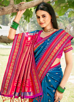 Thumbnail for Anaita Blue Silk Saree With Blouse Piece - Distacart