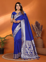 Thumbnail for Anaita Blue Banarasi Silk Saree With Weaving Work - Distacart