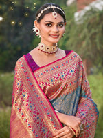 Thumbnail for Anaita Blue Banarasi Saree With Blouse Piece - Distacart