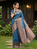 Anaita Blue Silk Blend Woven Saree With Blouse - Dista