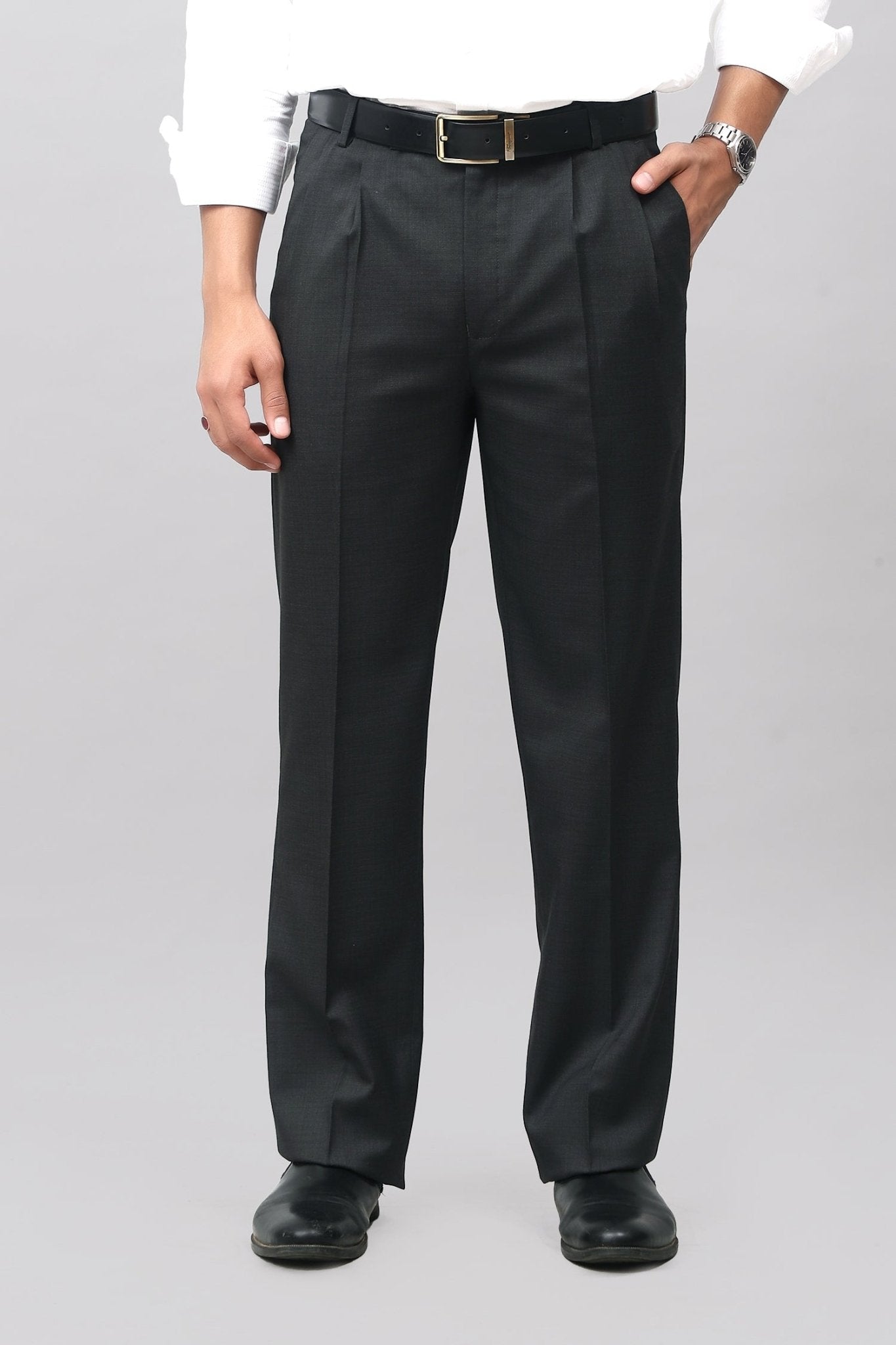 Bluebird Jet Black Pleated Tailored Trouser - Distacart