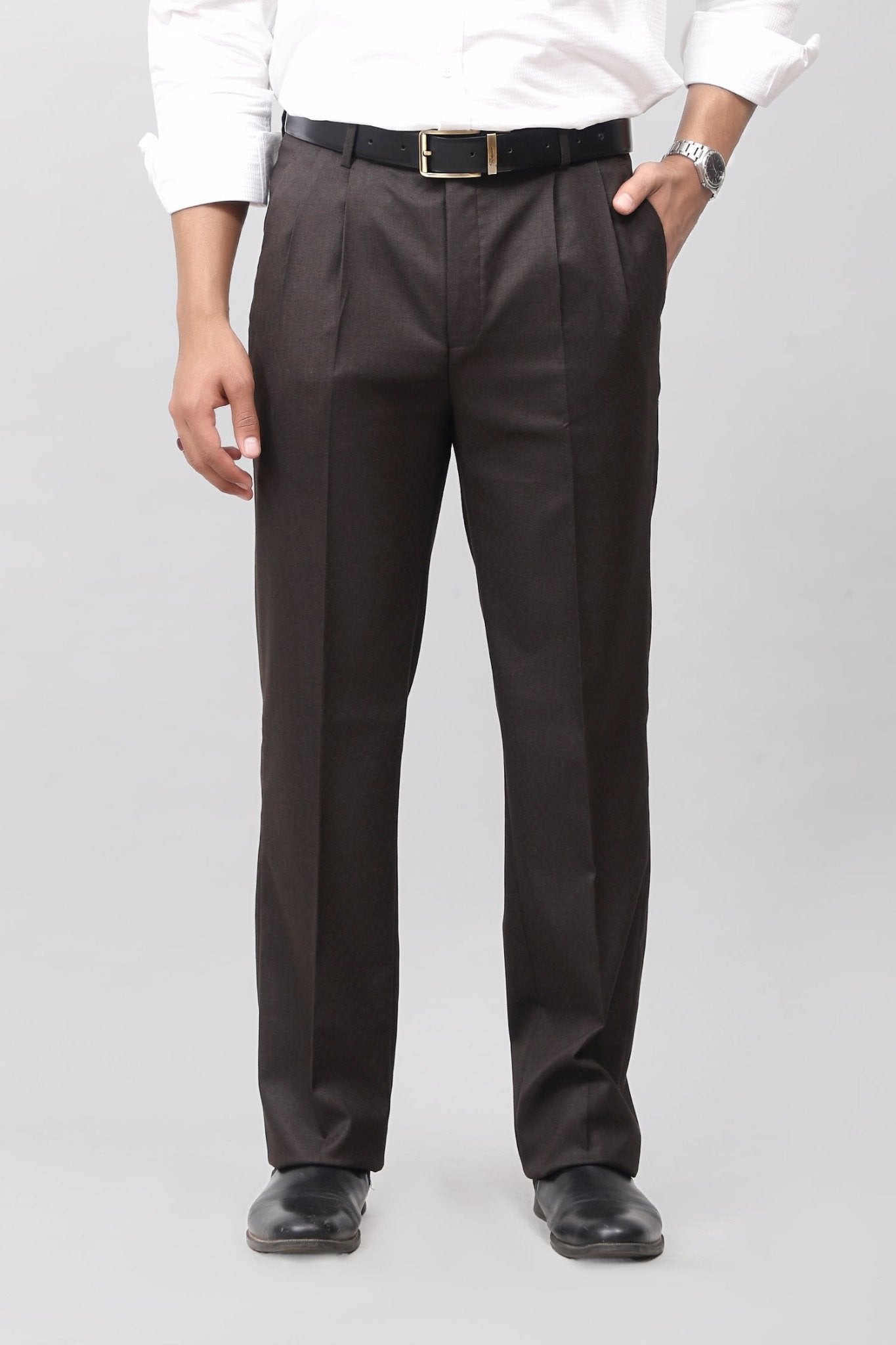 Bluebird Luxe Dark Chocolate Pleated Trouser - Distacart