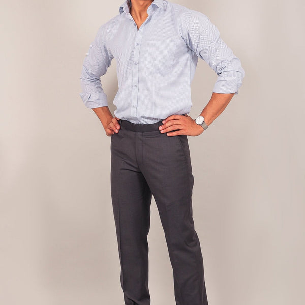 Bluebird men's ash black formal trouser - Distacart