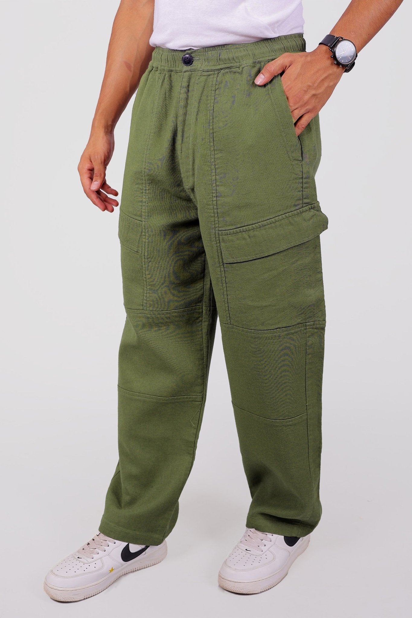 Bluebird Men's Cotton Cargo Pant Loose Fit Green - Distacart