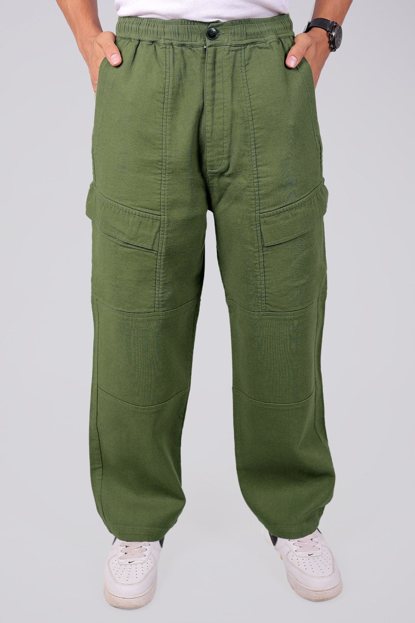 Bluebird Men's Cotton Cargo Pant Loose Fit Green - Distacart