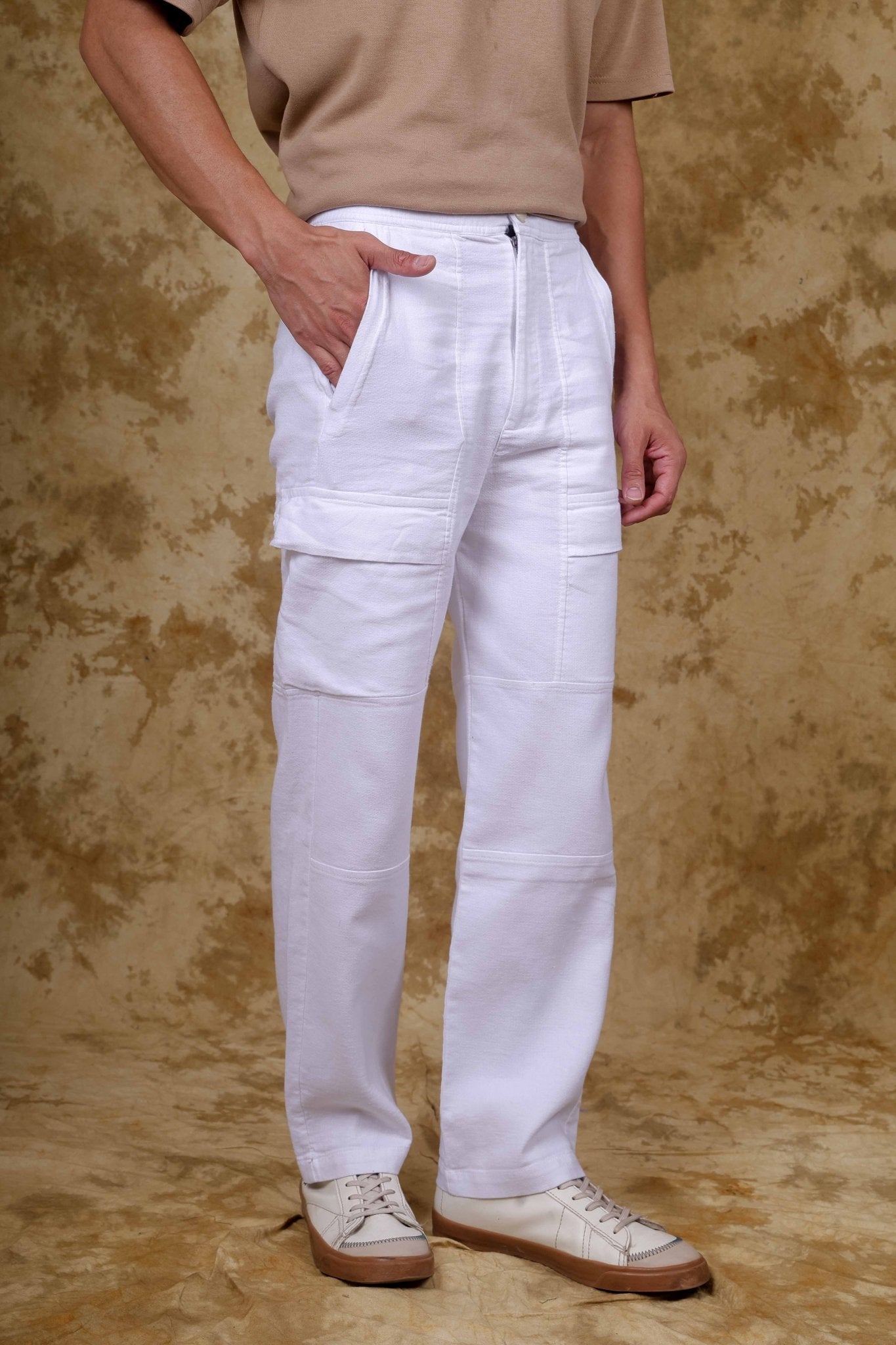 Bluebird Men's Cotton Cargo Pant Loose Fit White - Distacart