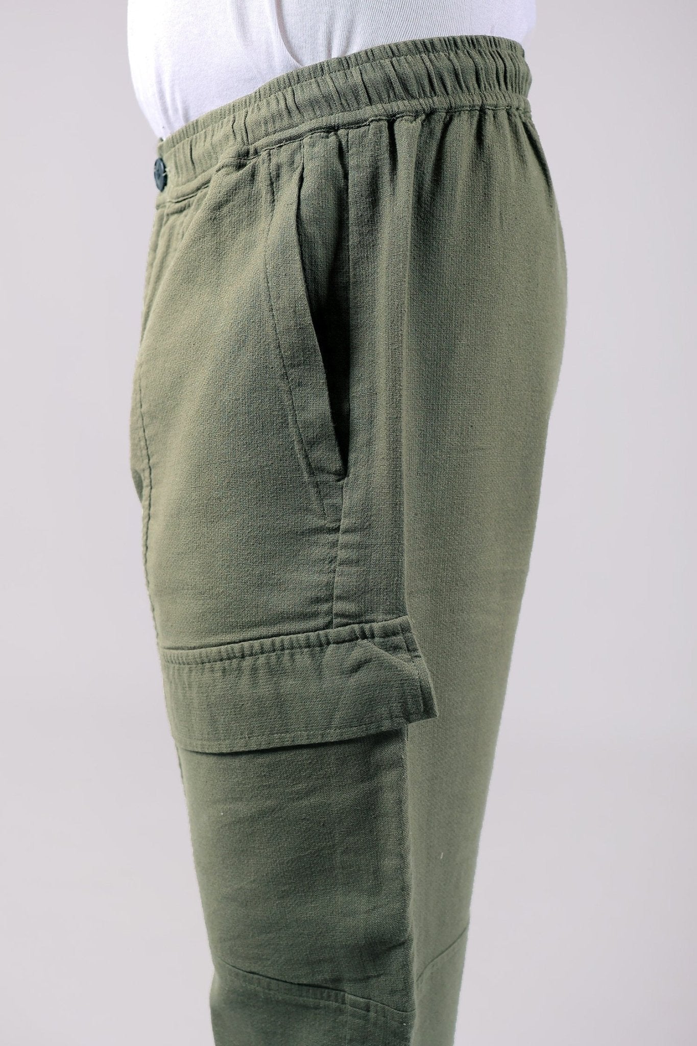 Bluebird Men's Cotton Cargo Pants Loose Fit Army Green - Distacart