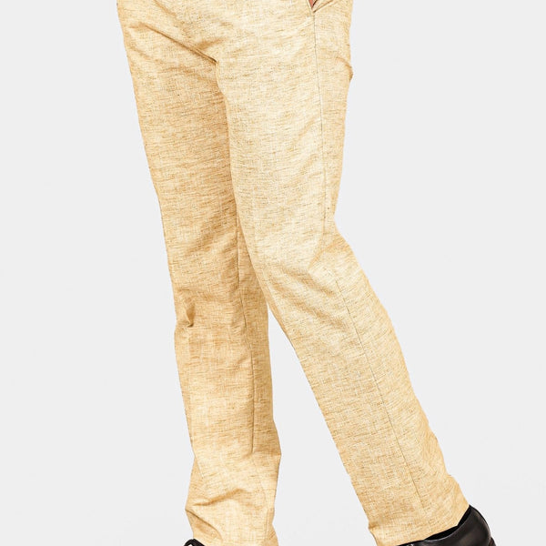 Bluebird Men's Cream Linen Formal Trouser - Distacart