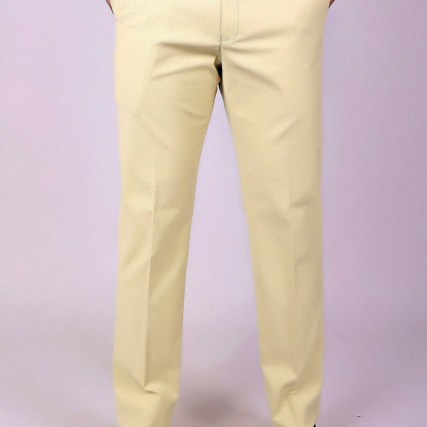 Bluebird Men's Cream Stretch Band Trousers - Distacart