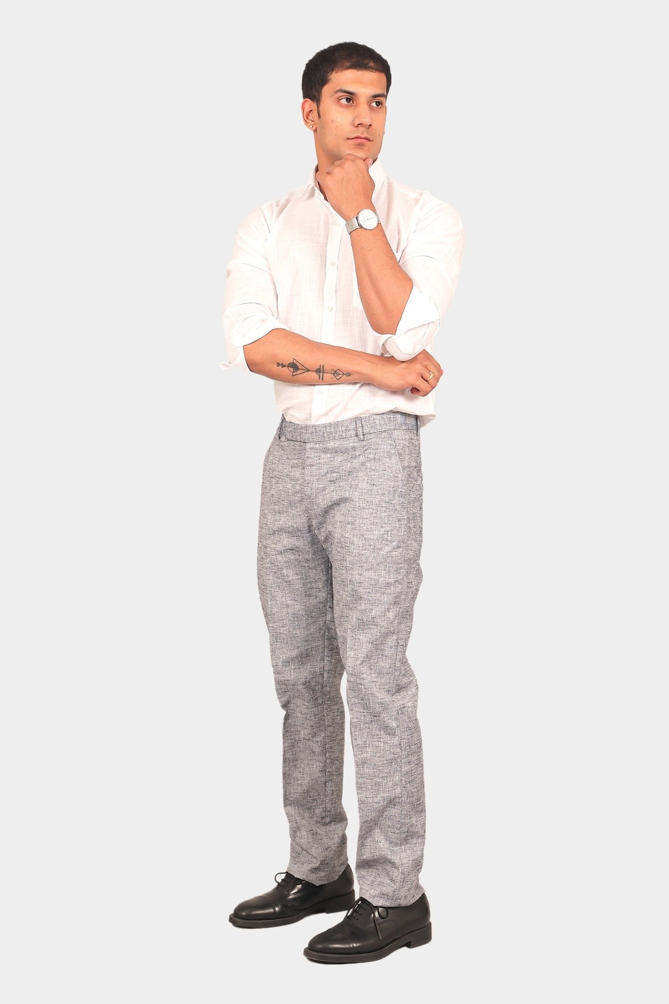 Bluebird Men's Dark Black Linen Formal Trouser - Distacart