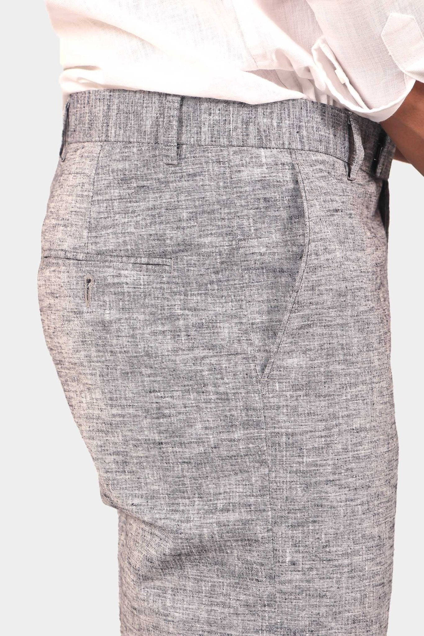 Bluebird Men's Dark Black Linen Formal Trouser - Distacart