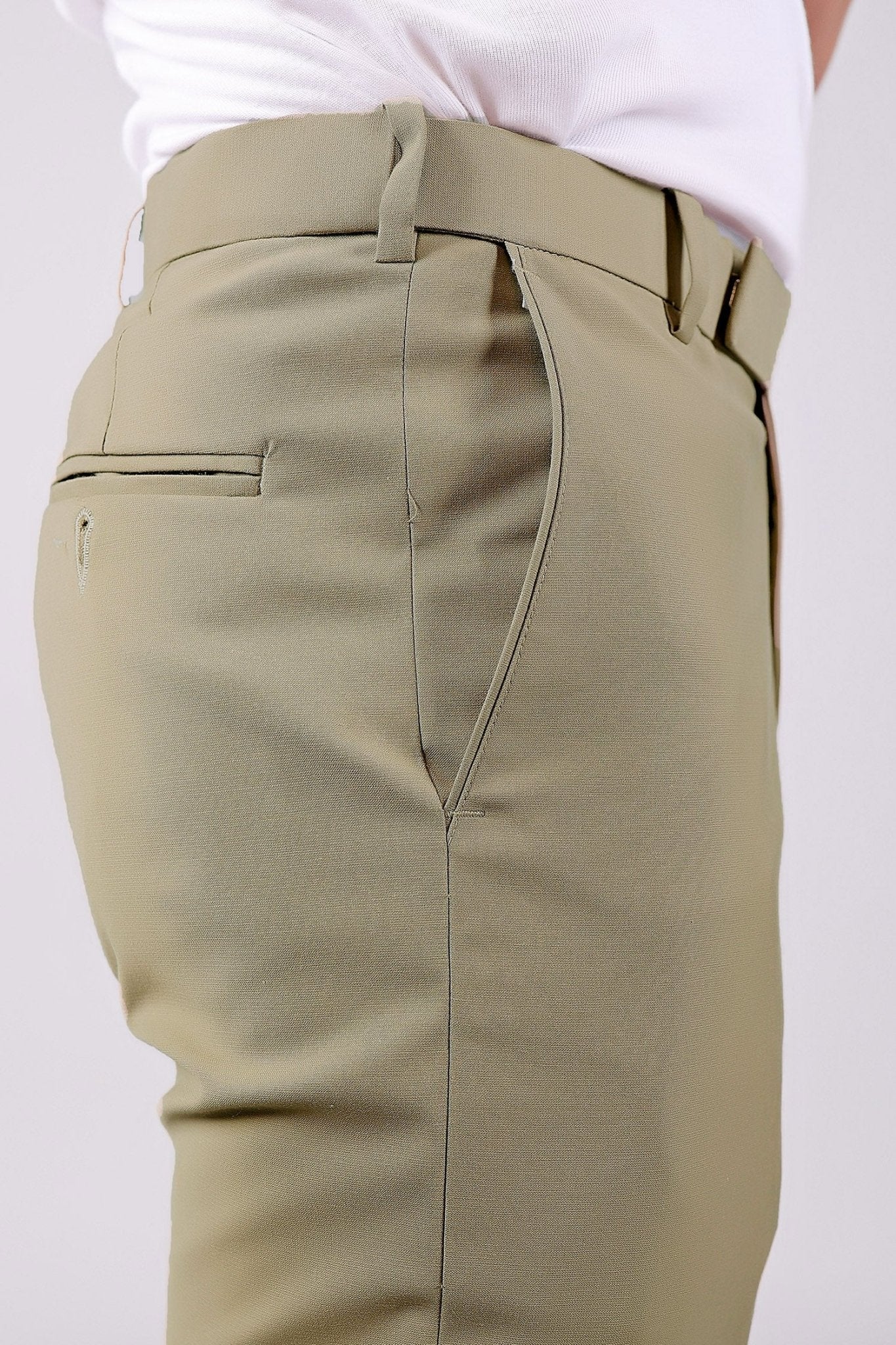 Bluebird Men's Ecru Stretch Band Trousers - Distacart