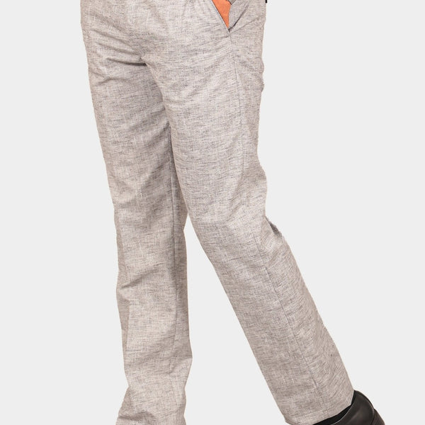 Bluebird Men's Light Black Linen Formal Trouser - Distacart