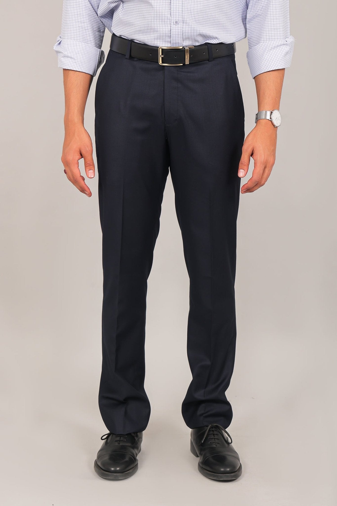 Bluebird Men's Navy Blue Formal Trouser - Distacart