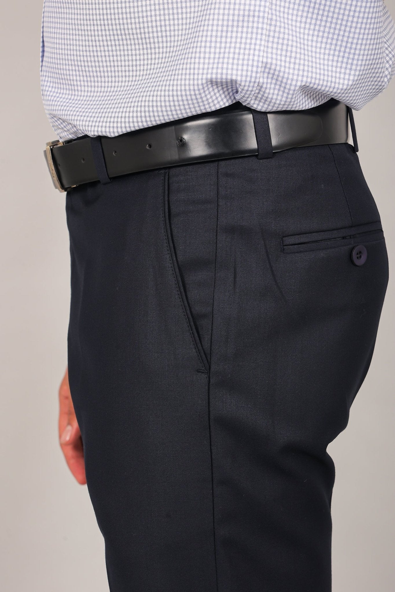 Bluebird Men's Navy Blue Formal Trouser - Distacart