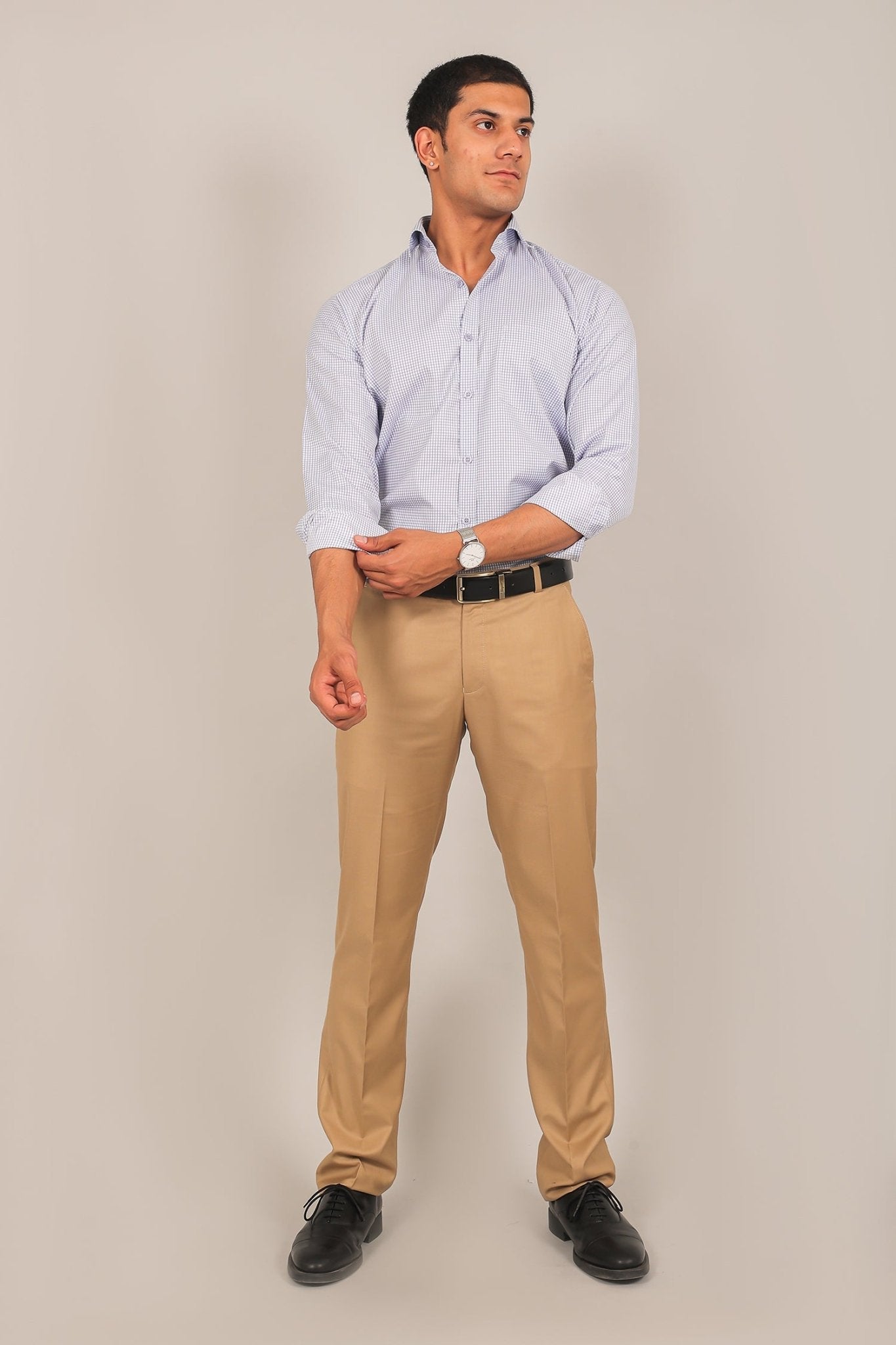 Bluebird Men's Sand Brown Formal Trouser - Distacart