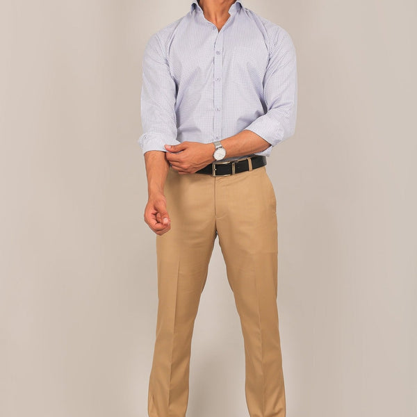 Bluebird Men's Sand Brown Formal Trouser - Distacart