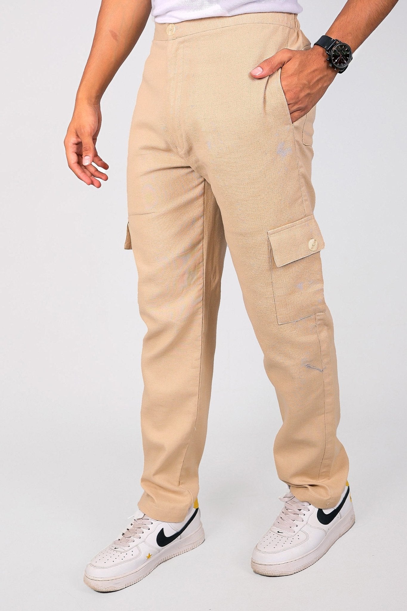 Bluebird Men's Slim Fit Cotton Cargo Pant Beige - Distacart