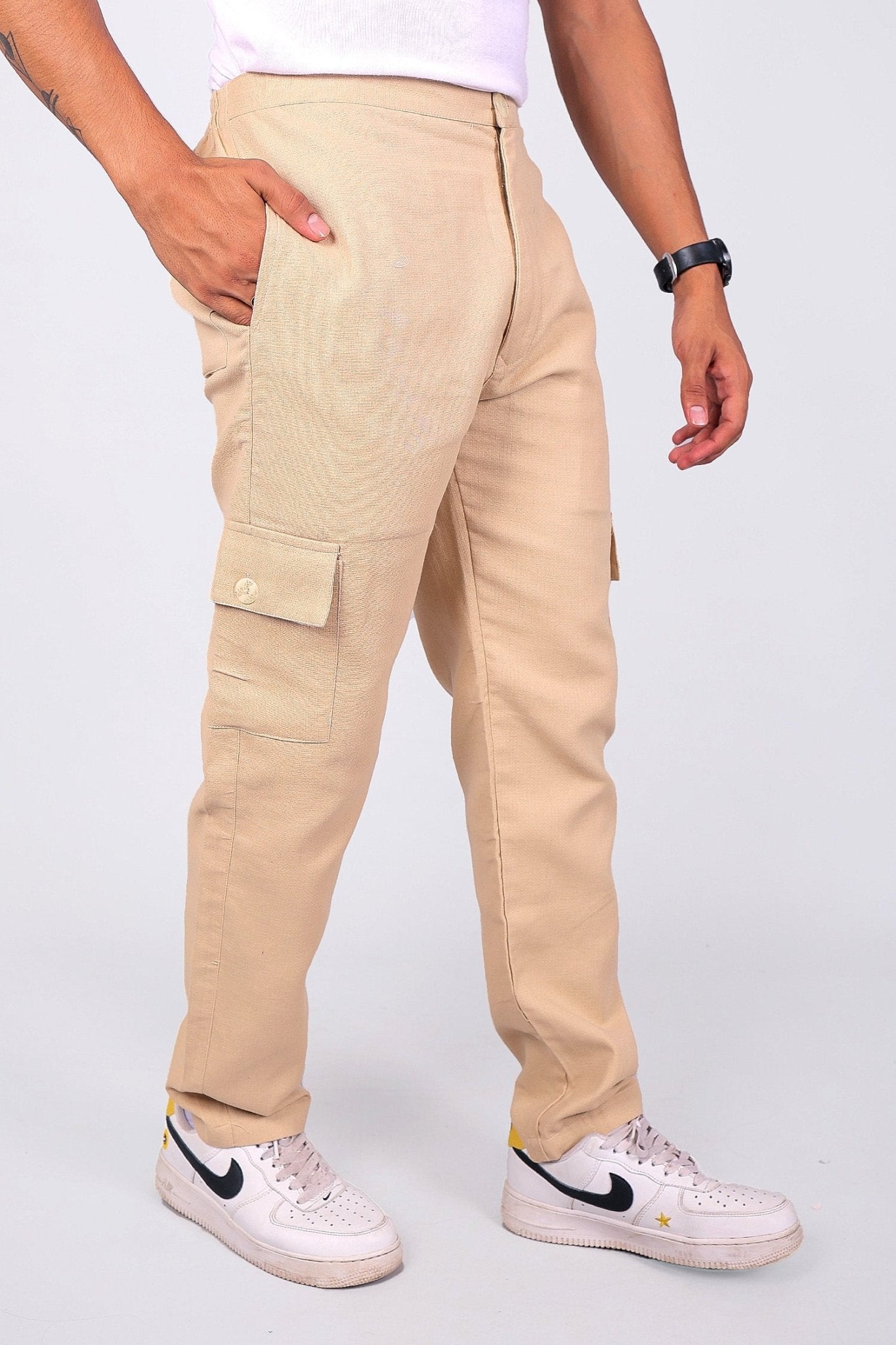 Bluebird Men's Slim Fit Cotton Cargo Pant Beige - Distacart