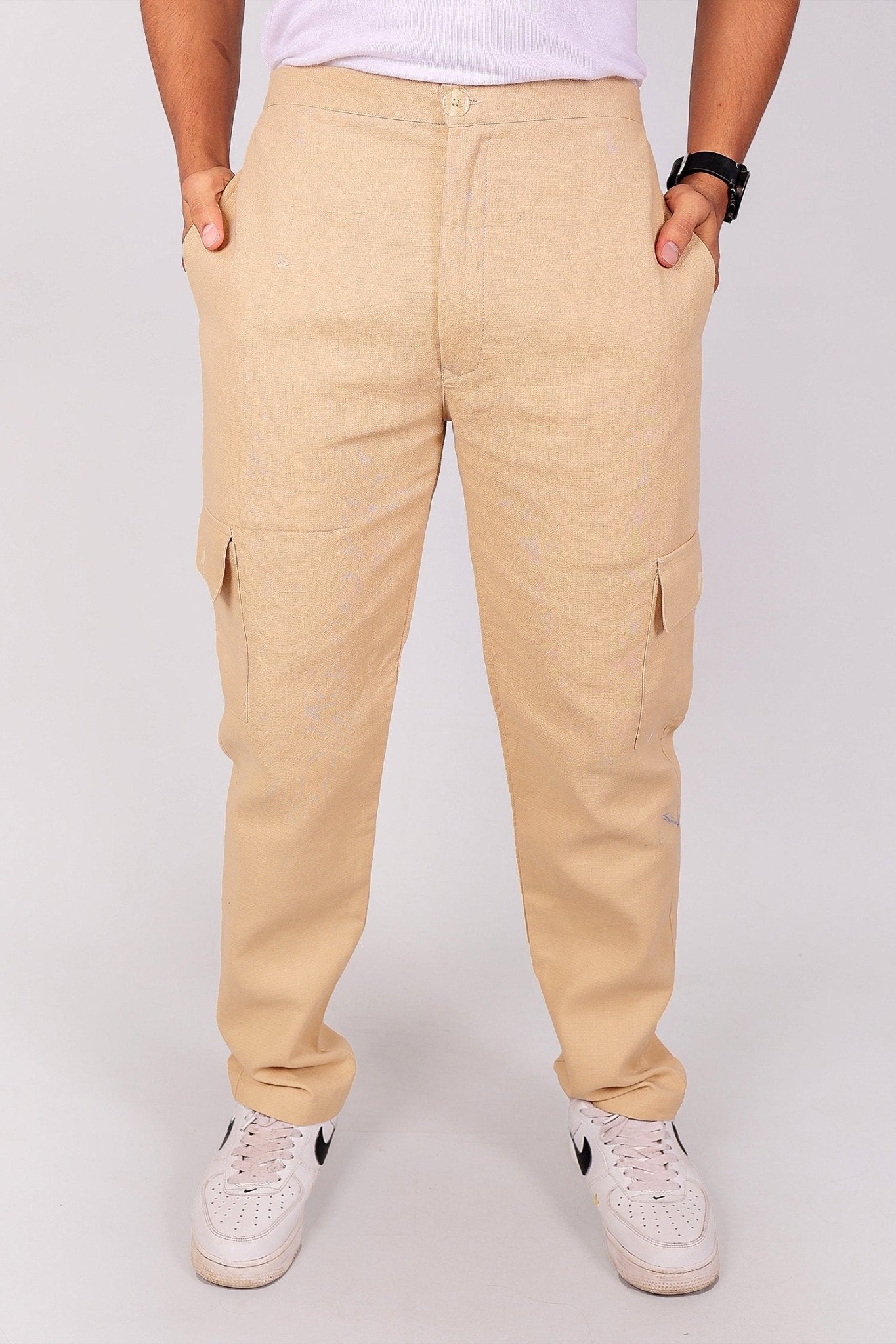 Bluebird Men's Slim Fit Cotton Cargo Pant Beige - Distacart