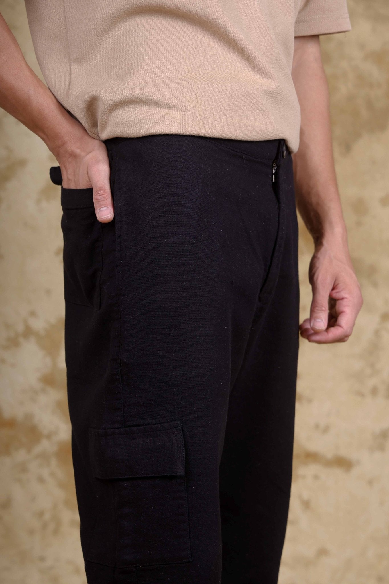 Bluebird Men's Slim Fit Cotton Cargo Pant Black - Distacart