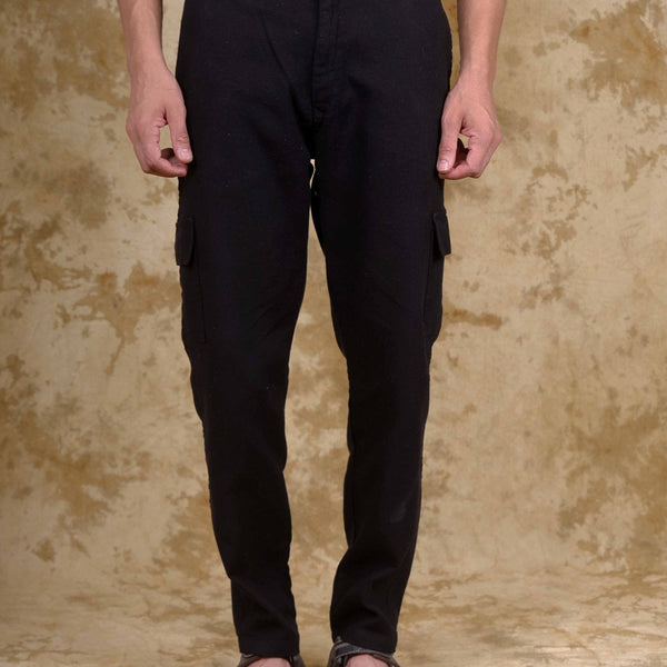 Bluebird Men's Slim Fit Cotton Cargo Pant Black - Distacart