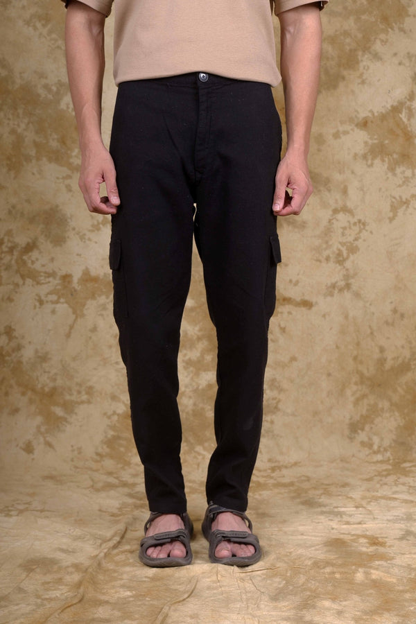 Bluebird Men's Slim Fit Cotton Cargo Pant Black - Distacart
