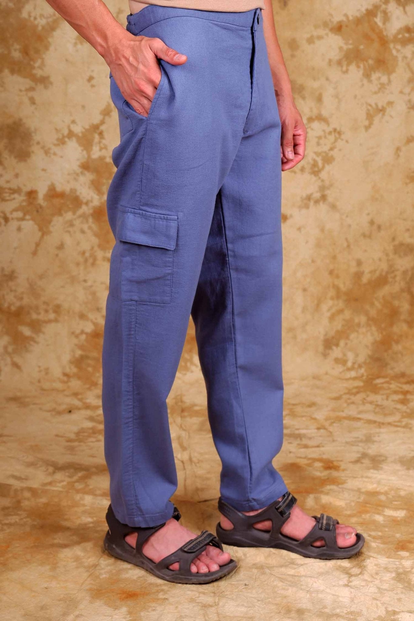 Bluebird Men's Slim Fit Cotton Cargo Pant Blue - Distacart
