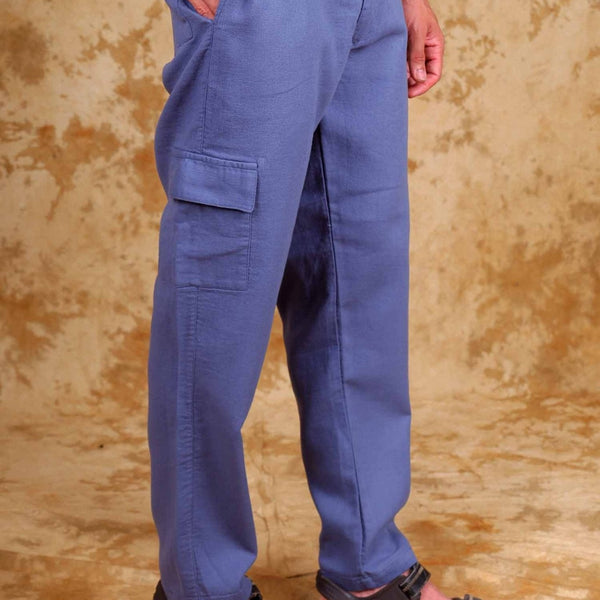 Bluebird Men's Slim Fit Cotton Cargo Pant Blue - Distacart