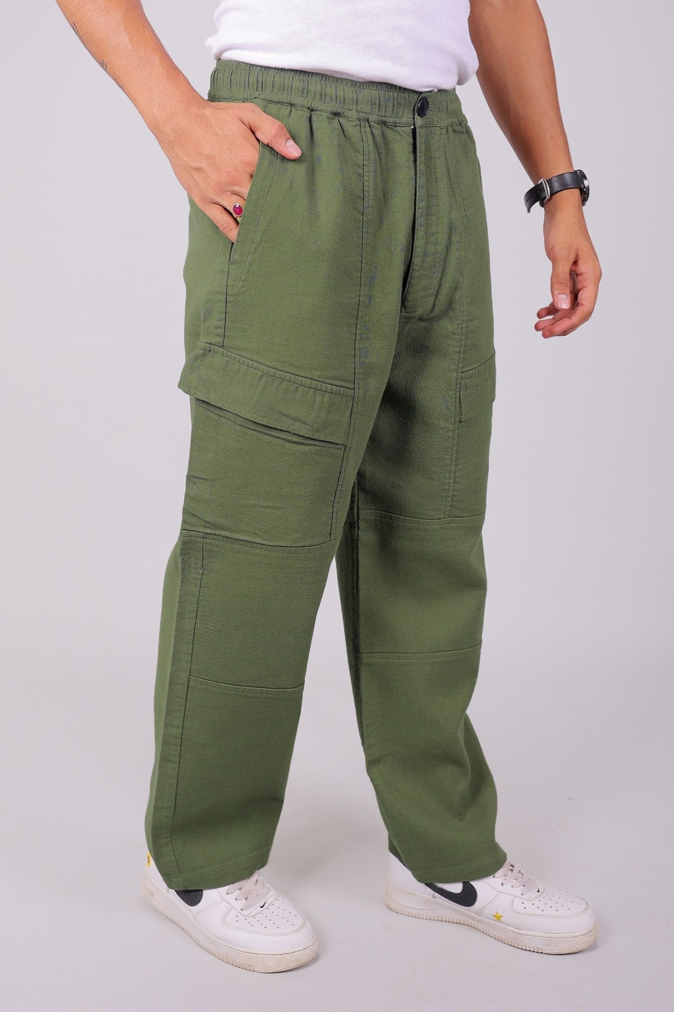 Bluebird Men's Slim Fit Cotton Cargo Pant Green - Distacart