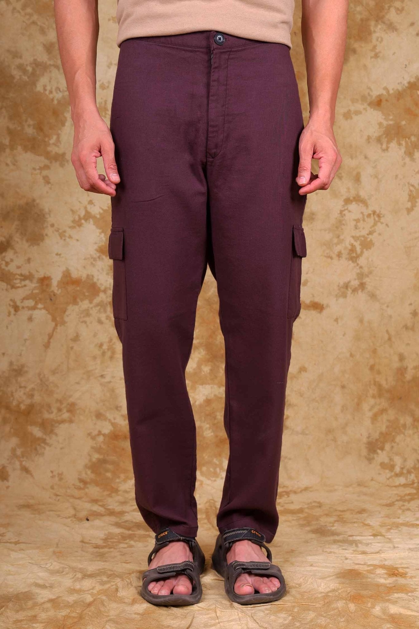 Bluebird Men's Slim Fit Cotton Cargo Pant Maroon - Distacart