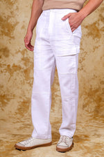 Thumbnail for Bluebird Men's Slim Fit Cotton Cargo Pant White - Distacart