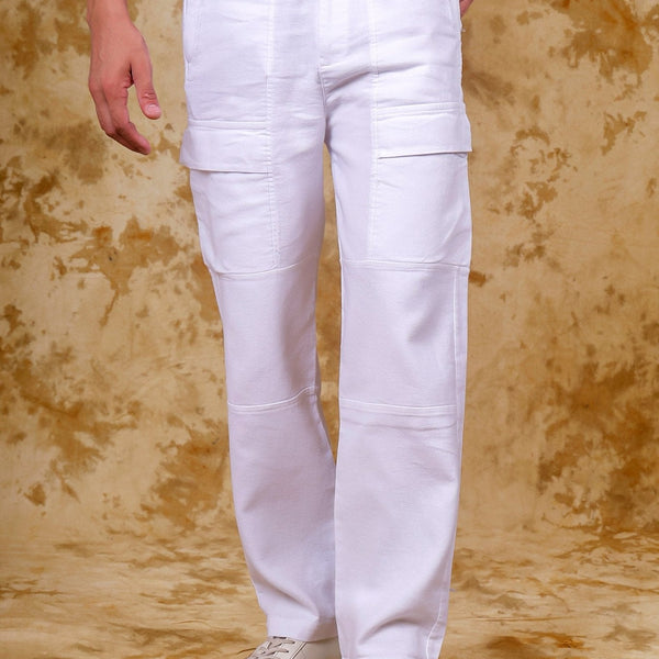 Bluebird Men's Slim Fit Cotton Cargo Pant White - Distacart