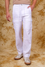 Thumbnail for Bluebird Men's Slim Fit Cotton Cargo Pant White - Distacart