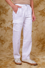 Thumbnail for Bluebird Men's Slim Fit Cotton Cargo Pant White - Distacart
