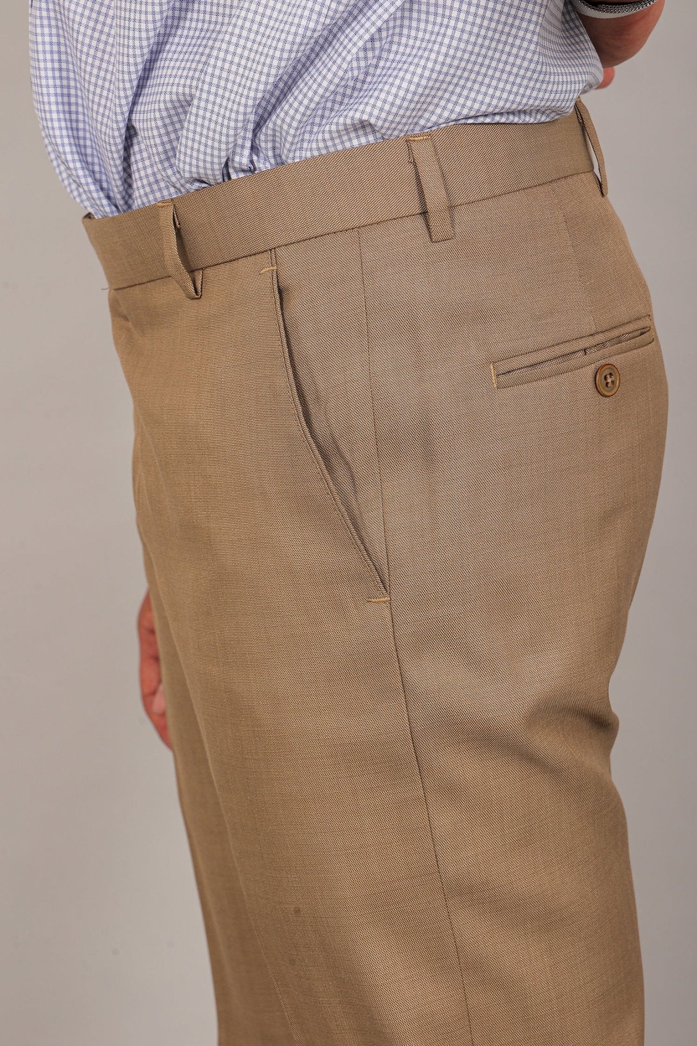 Bluebird Men's Tan Formal Trouser - Distacart