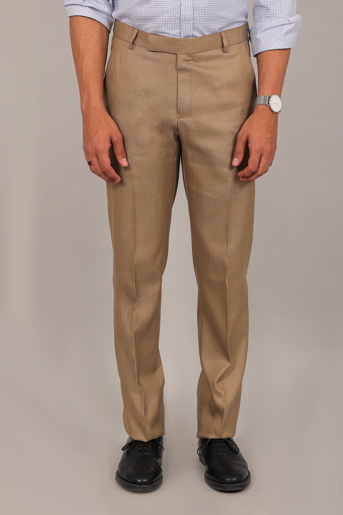 Bluebird Men's Tan Formal Trouser - Distacart
