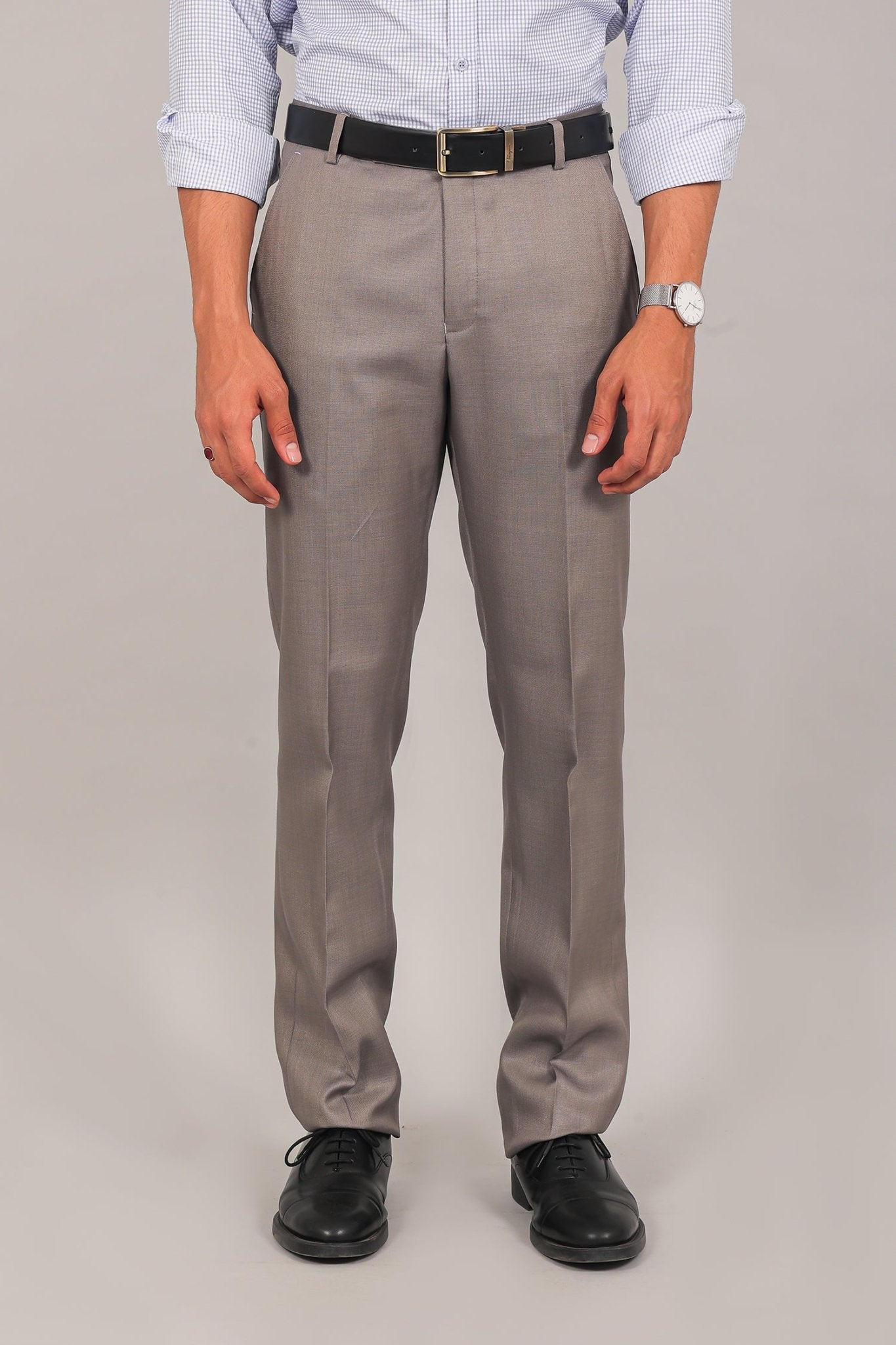Bluebird Men's Taupe Formal Trouser - Distacart