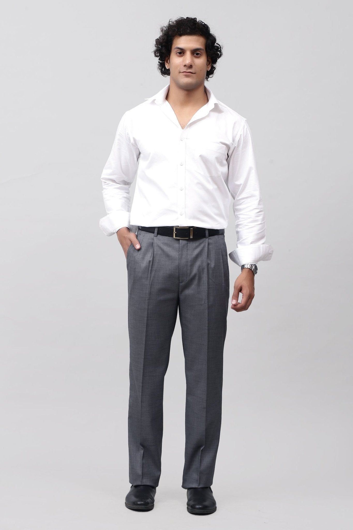 Bluebird Sophisticated Dark Grey Pleated Trouser - Distacart