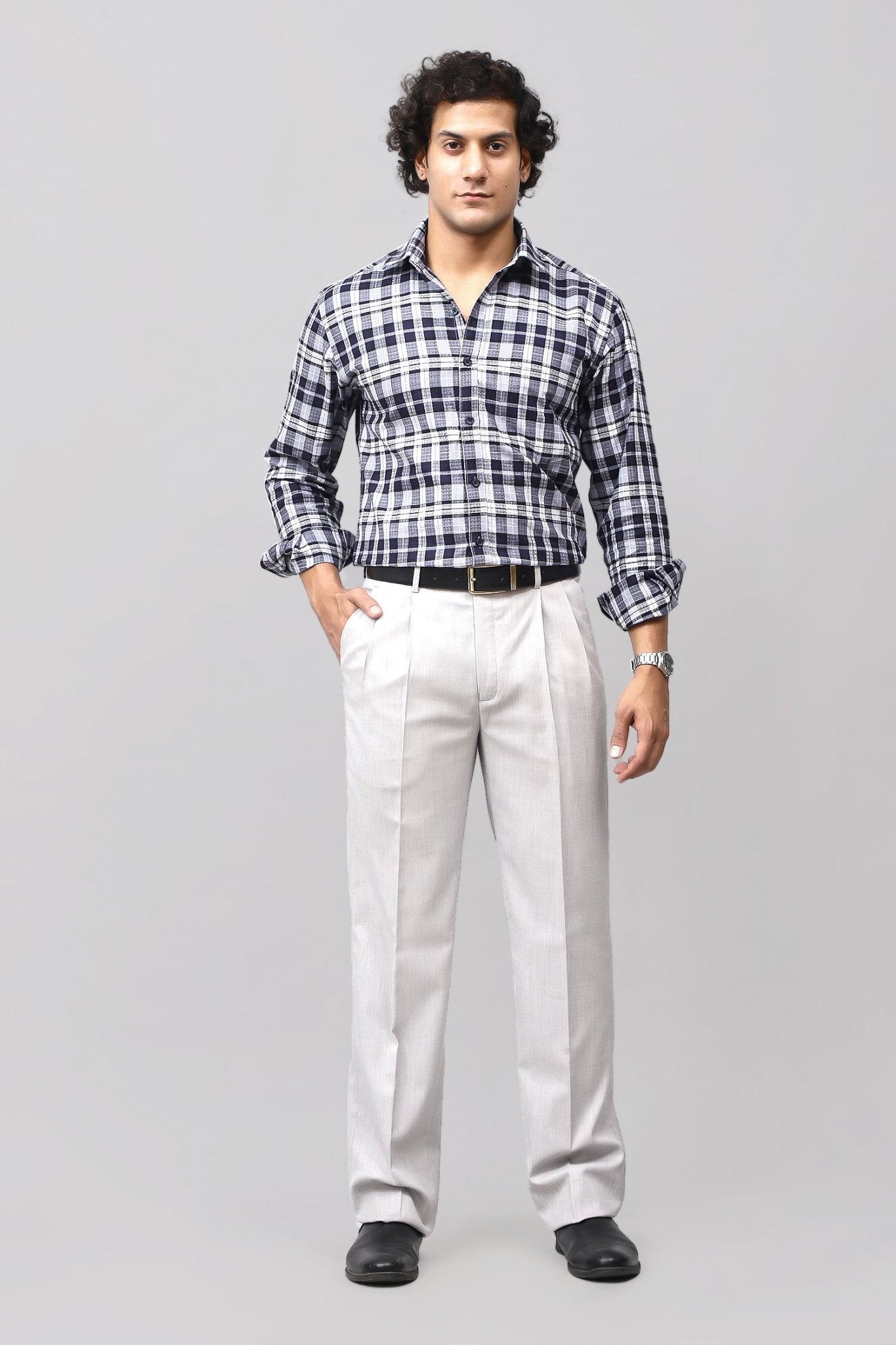 Bluebird Subtle Light Grey Pleated Trouser - Distacart