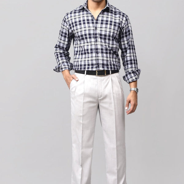 Bluebird Subtle Light Grey Pleated Trouser - Distacart