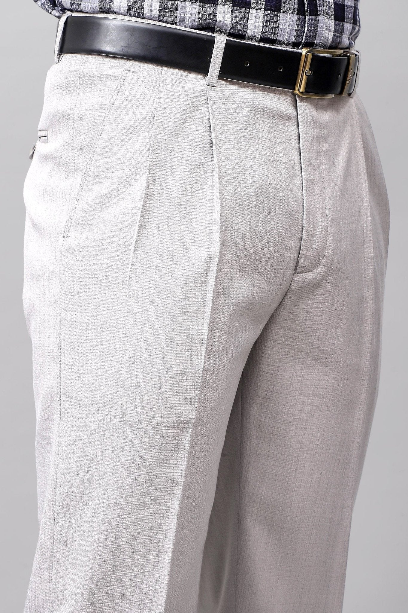 Bluebird Subtle Light Grey Pleated Trouser - Distacart