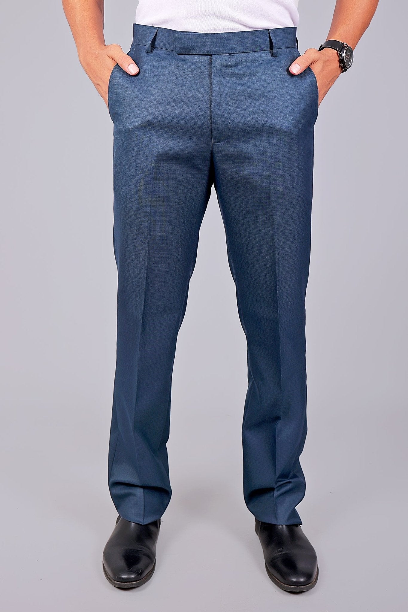 Bluebird Tailored Fit Marengo Blue Trouser - Distacart