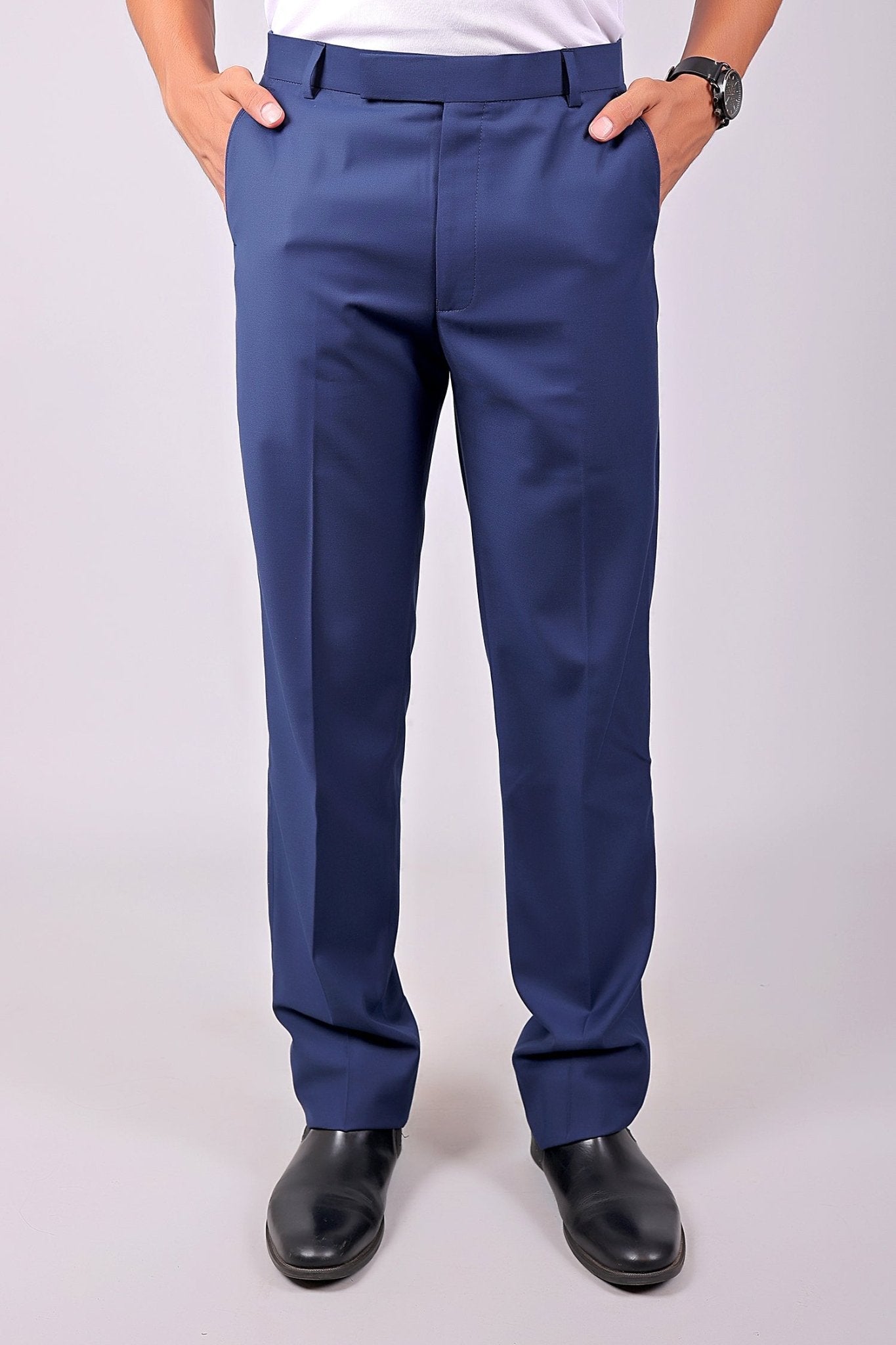 Bluebird Tailored Fit Space Blue Trouser - Distacart