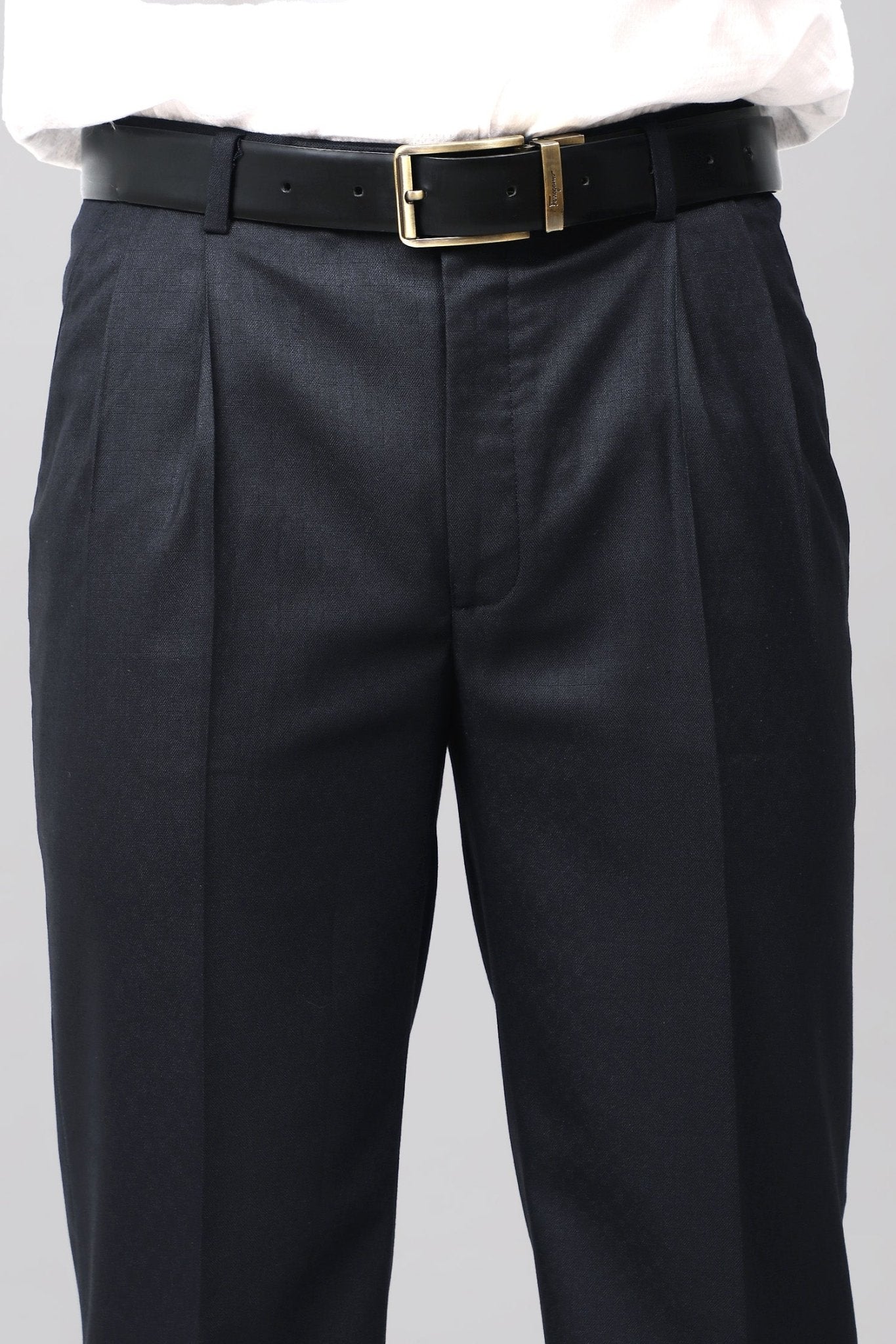 Bluebird Timeless Navy Blue Pleated Trouser - Distacart