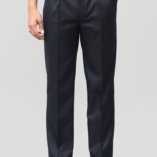 Bluebird Timeless Navy Blue Pleated Trouser - Distacart