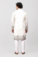 Thumbnail for Bluesaanchi Phulkari Floral and Sequins Embroidered Kurta Set for Men White - Distacart