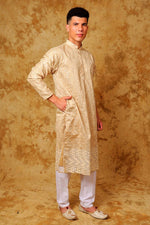 Thumbnail for Bluesaanchi Zari Work Beige Kurta with Trouser Pajama - Distacart